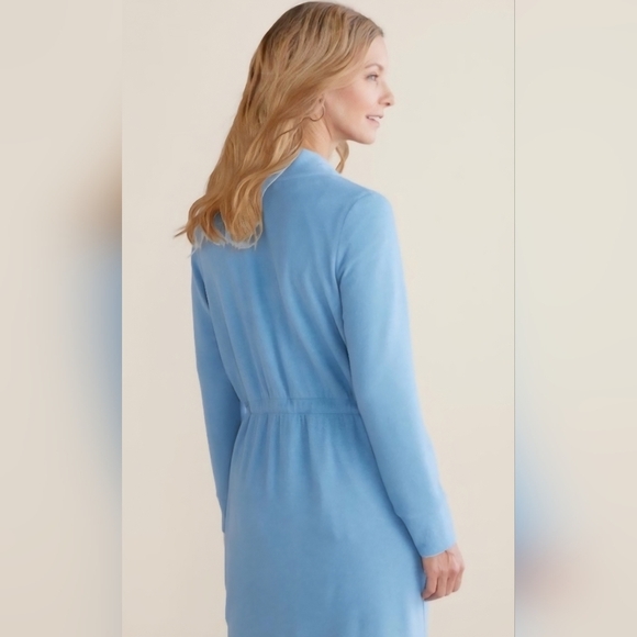 soft surroundings short dress M  Blue Tie Belt To Cinch Waist With Pockets - Picture 2 of 13